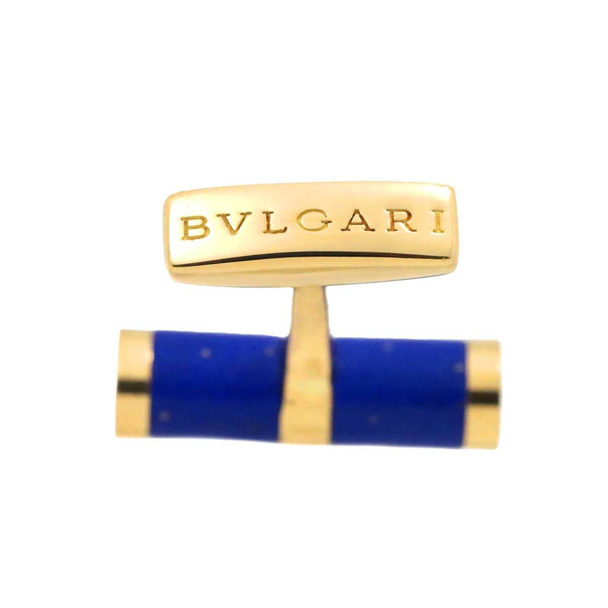 Bvlgari BVLGAI Lapis Lazuli Cufflinks K18 YG Yellow Gold 750