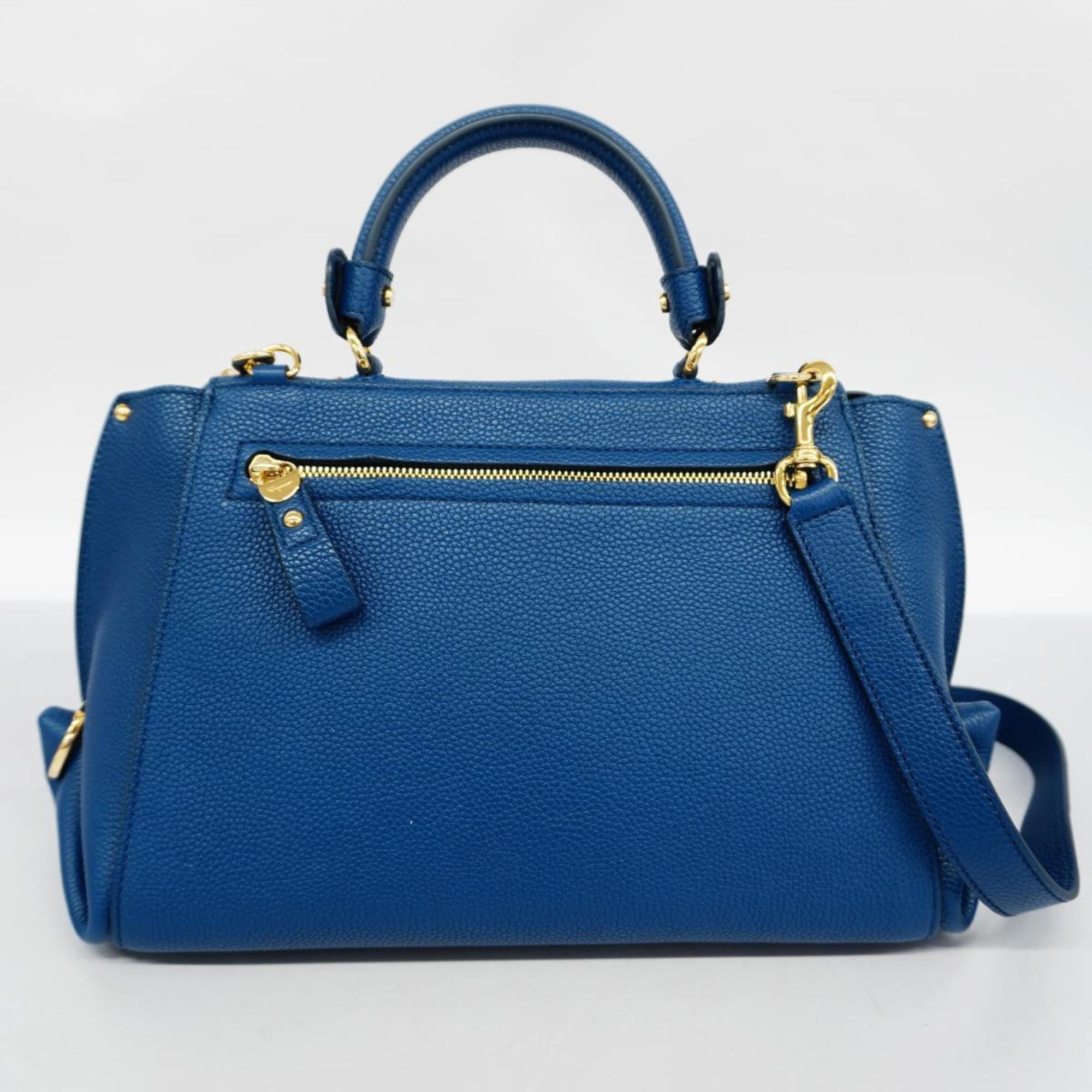 Salvatore Ferragamo Handbag Gancini Leather Blue Women's