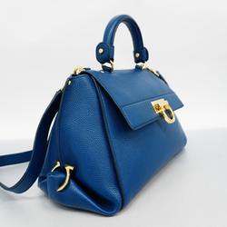 Salvatore Ferragamo Handbag Gancini Leather Blue Women's