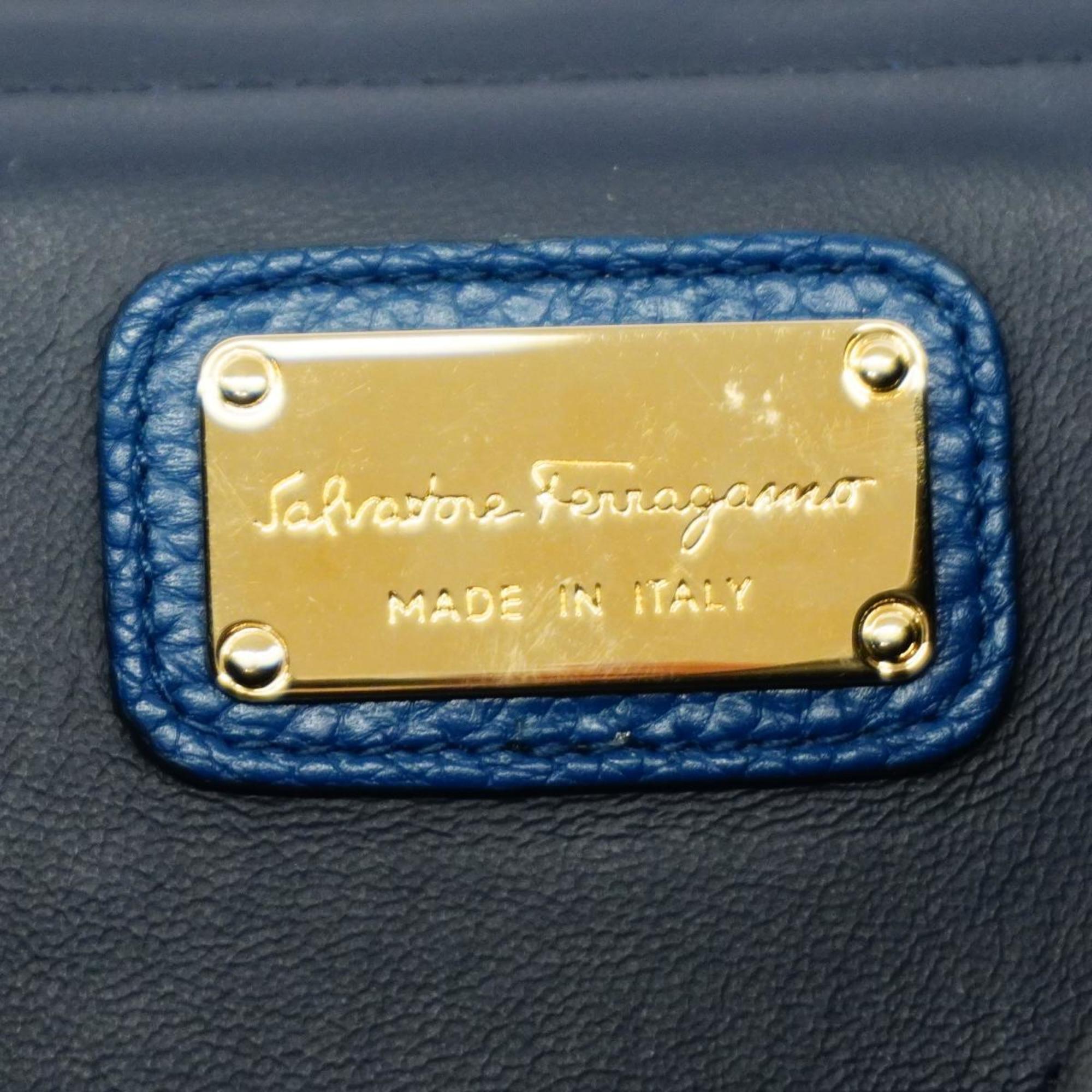 Salvatore Ferragamo Handbag Gancini Leather Blue Women's