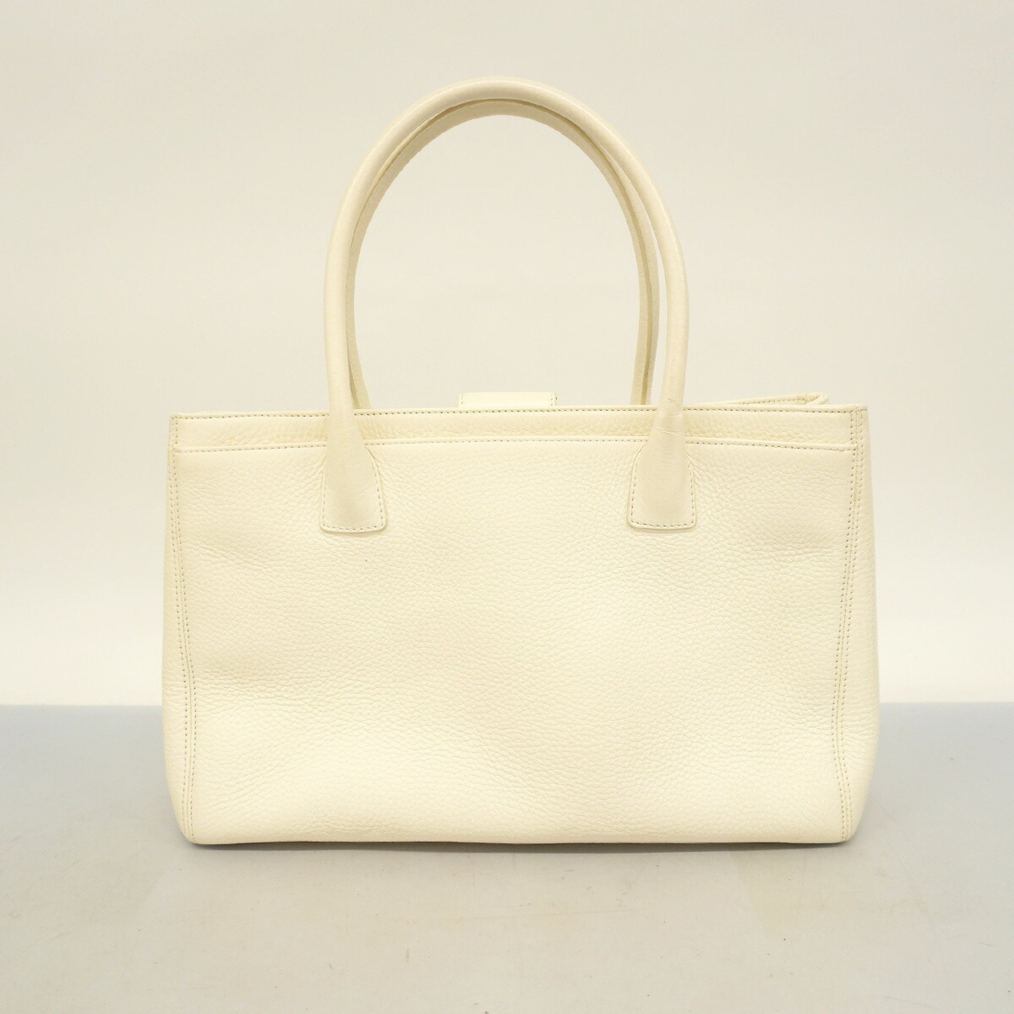 Chanel Tote Bag Executive Leather White Women's