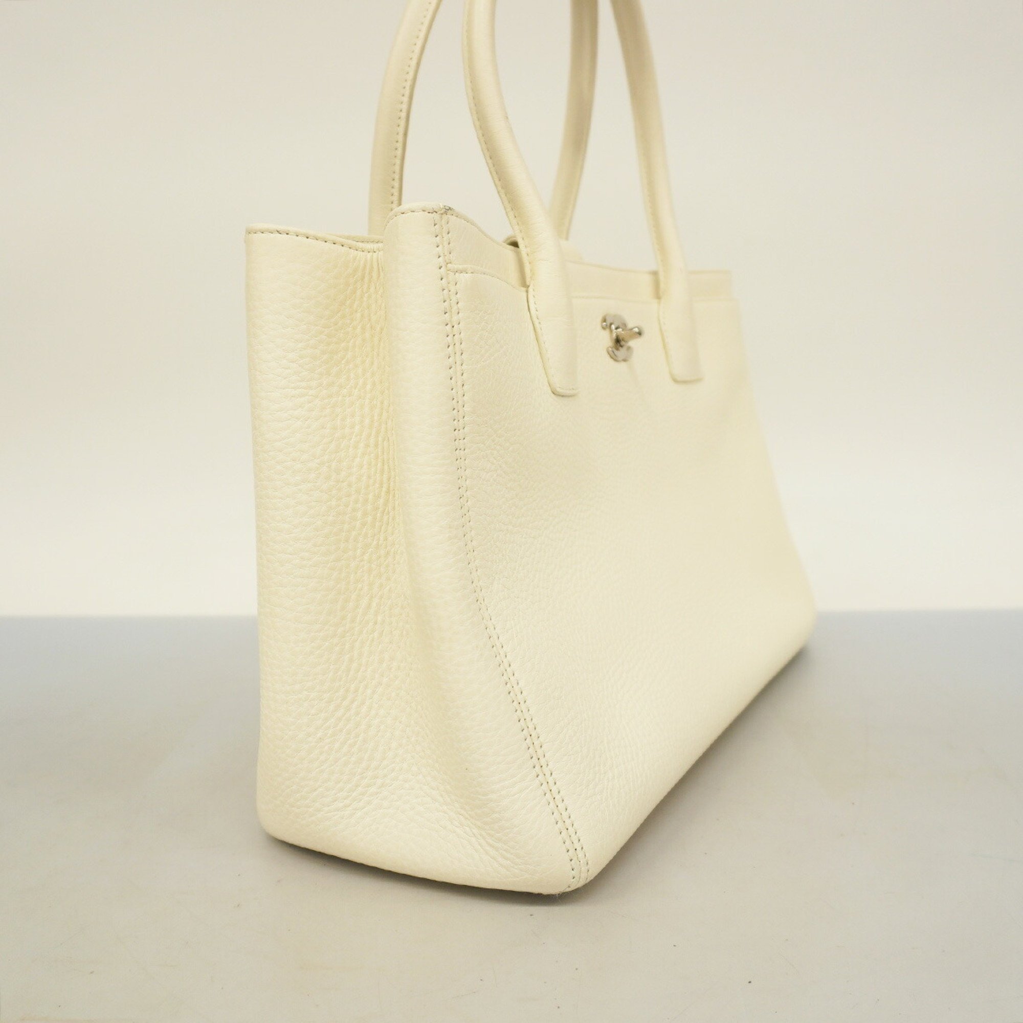 Chanel Tote Bag Executive Leather White Women's