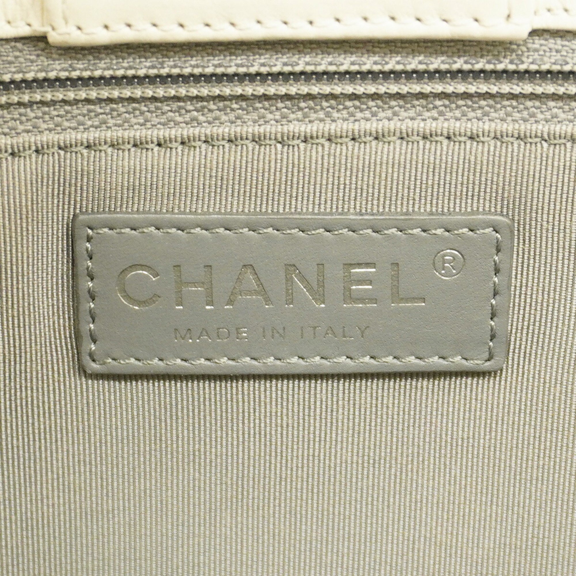 Chanel Tote Bag Executive Leather White Women's