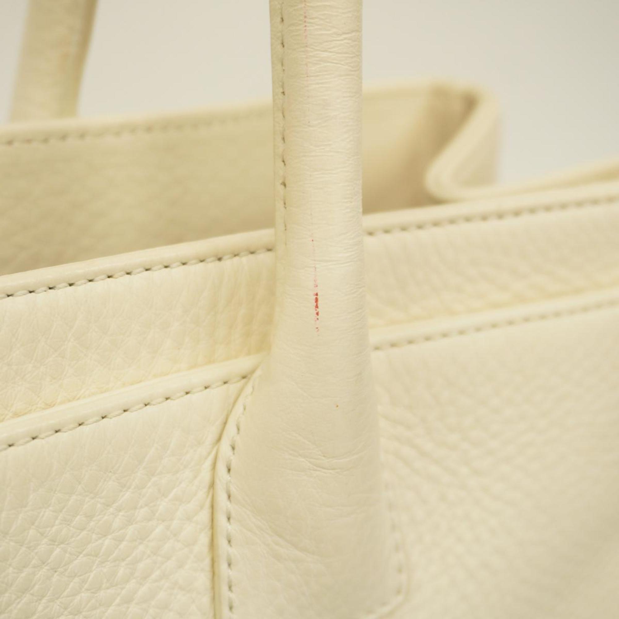 Chanel Tote Bag Executive Leather White Women's