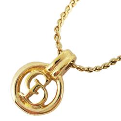 Christian Dior Necklace CD Circle GP Plated Gold Women's