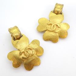 Chanel Earrings Coco Mark Clover GP Plated Gold 95P Women's