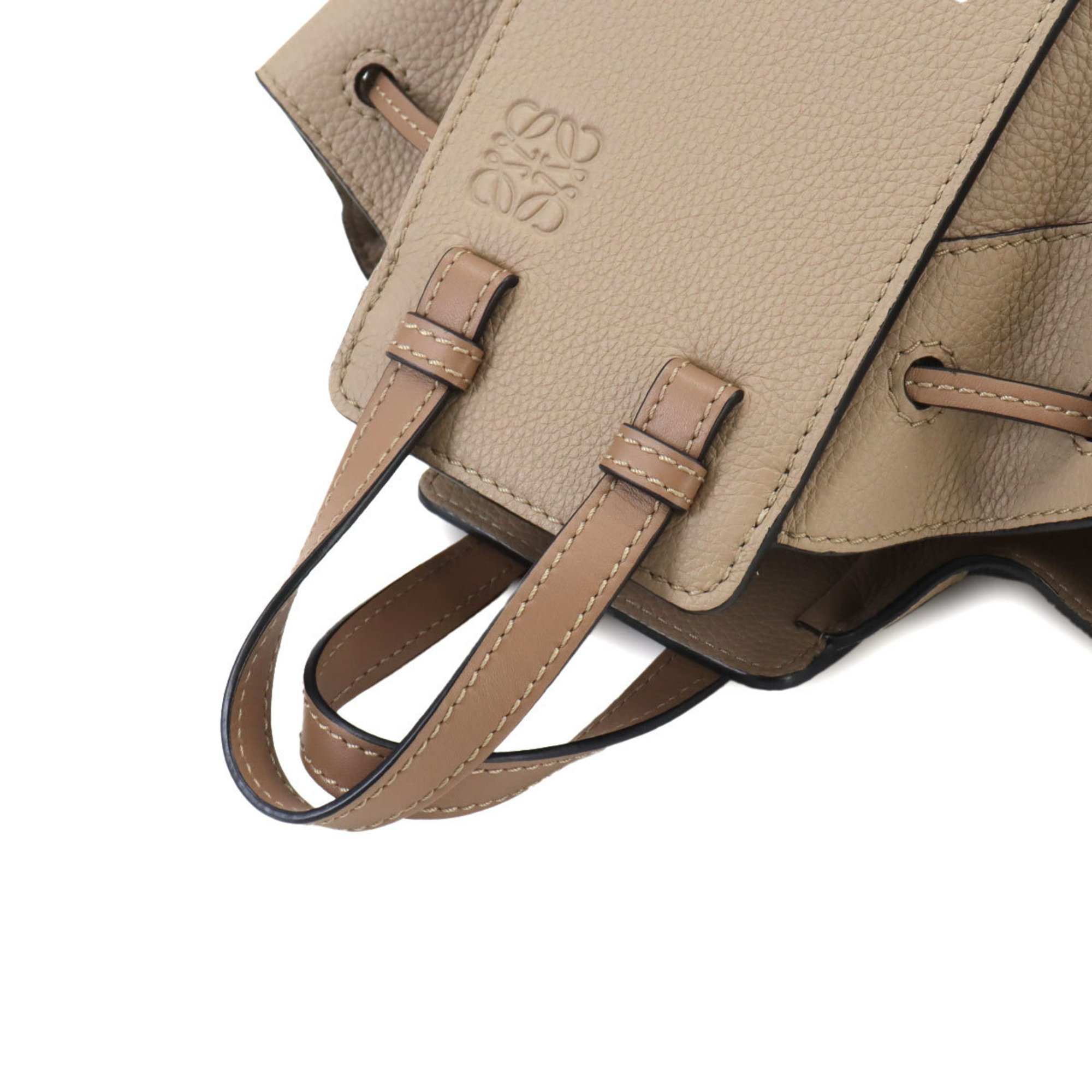 LOEWE Hammock Drawstring Mini 2way Hand Shoulder Bag Leather Sand