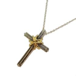 Tiffany Necklace Signature Cross K18YG Yellow Gold 925 Silver Women's