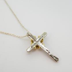 Tiffany Necklace Signature Cross K18YG Yellow Gold 925 Silver Women's