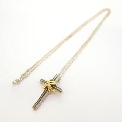 Tiffany Necklace Signature Cross K18YG Yellow Gold 925 Silver Women's