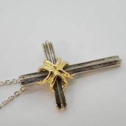 Tiffany Necklace Signature Cross K18YG Yellow Gold 925 Silver Women's