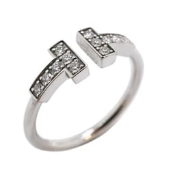 Tiffany Ring T Wire Diamond K18WG White Gold Women's