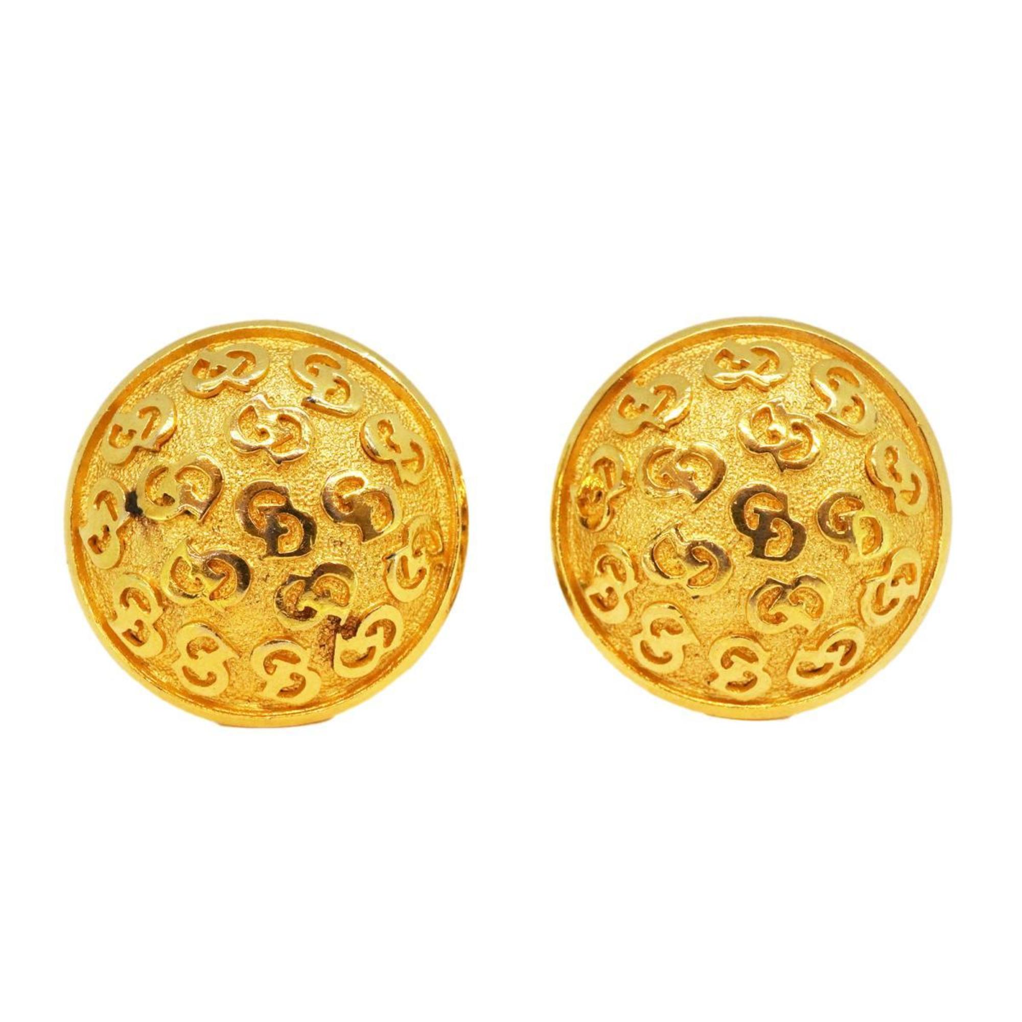 Christian Dior Earrings CD Circle GP Plated Gold Women's