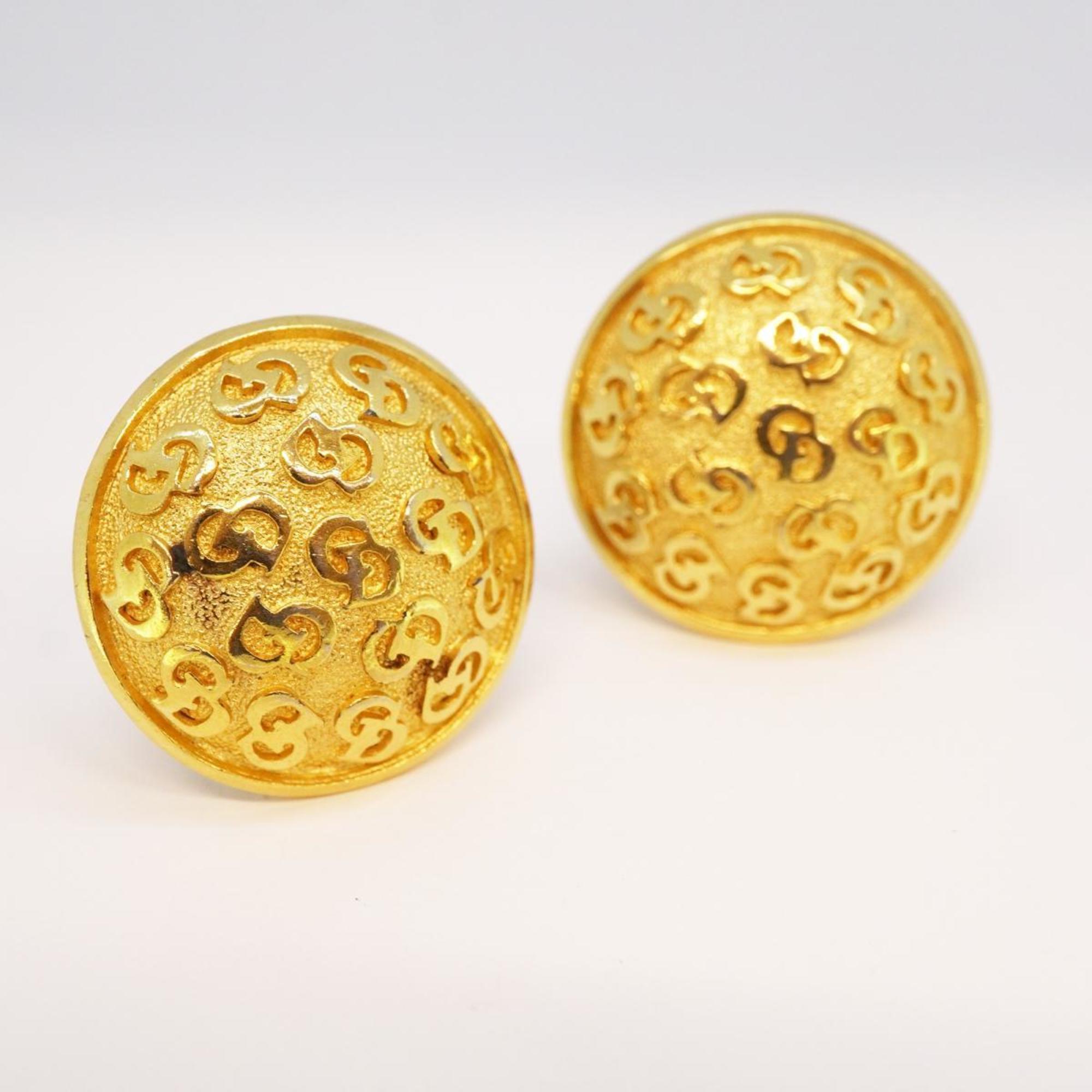 Christian Dior Earrings CD Circle GP Plated Gold Women's