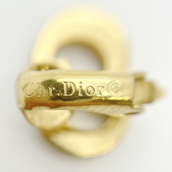 Christian Dior Earrings CD Rhinestone GP Plated Gold Women's