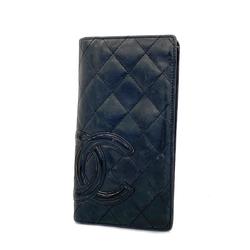 Chanel Long Wallet Cambon Lambskin Black Women's