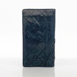 Chanel Long Wallet Cambon Lambskin Black Women's