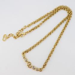 Christian Dior Necklace CD Rhinestone GP Plated Gold Women's