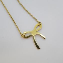 Tiffany Necklace Bow Ribbon K18YG Yellow Gold Women's