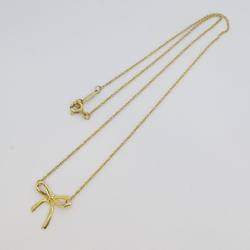 Tiffany Necklace Bow Ribbon K18YG Yellow Gold Women's