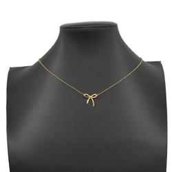 Tiffany Necklace Bow Ribbon K18YG Yellow Gold Women's