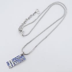 Christian Dior Necklace Trotter Metal Silver Blue Women's