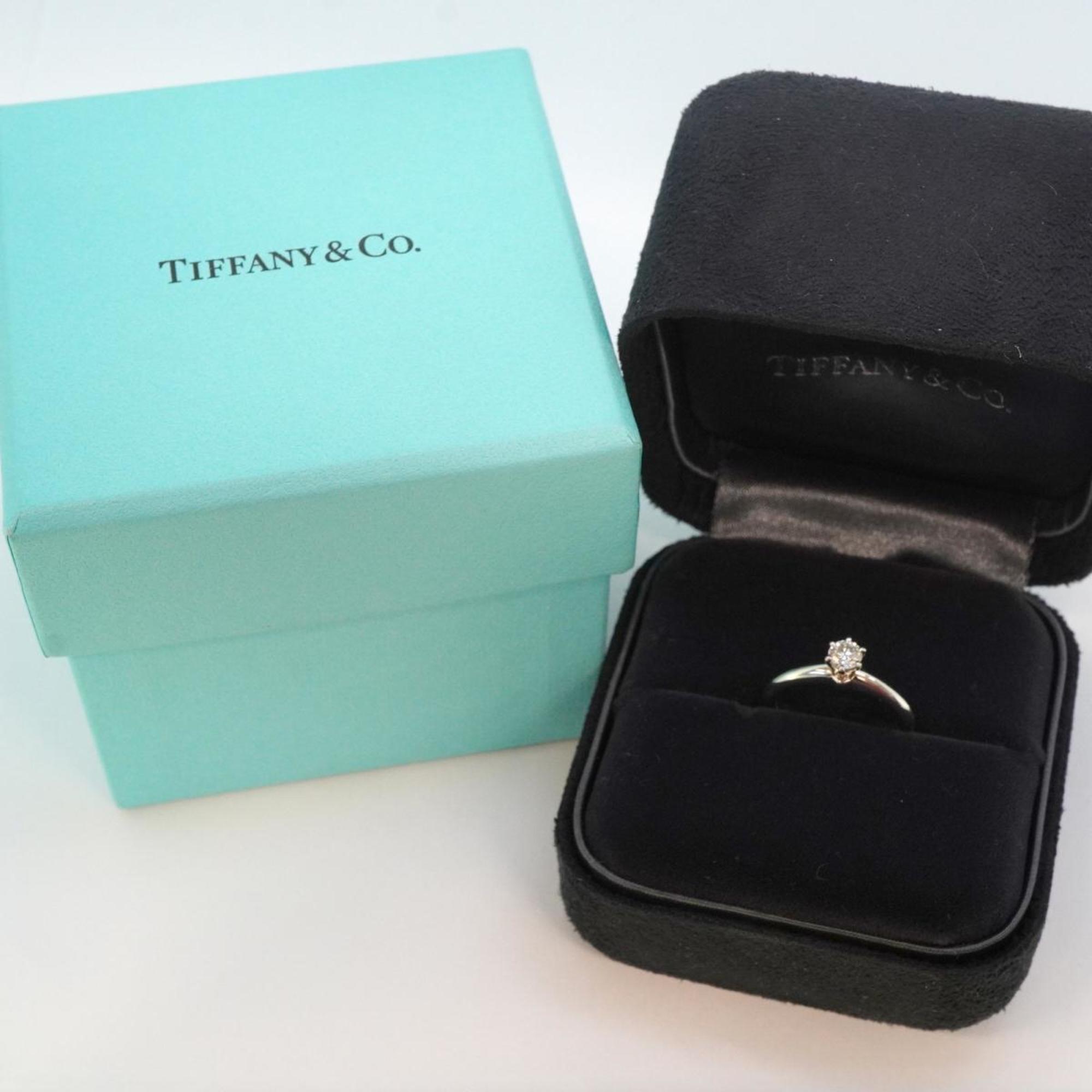 Tiffany Ring Solitaire 1PD Diamond Pt950 Platinum 0.24ct Ladies