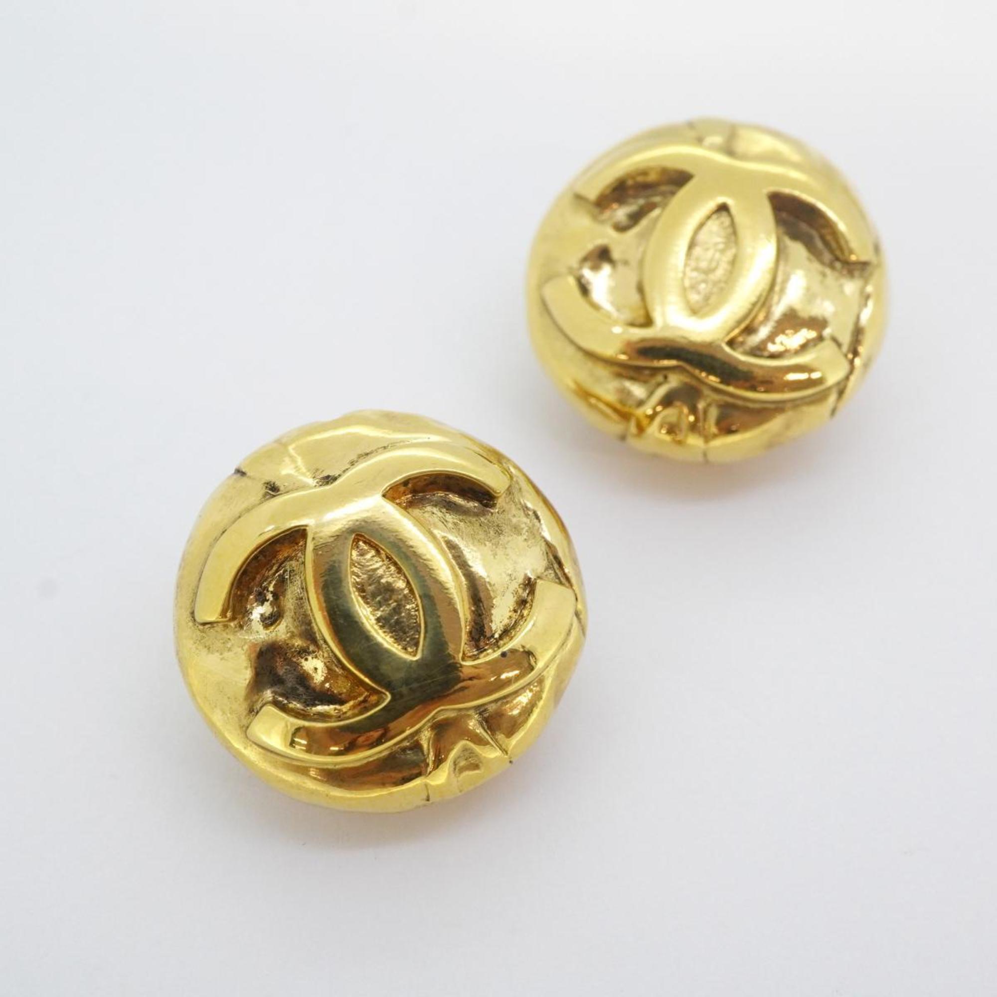 Chanel Earrings Coco Mark Circle GP Plated Gold 97P Women's