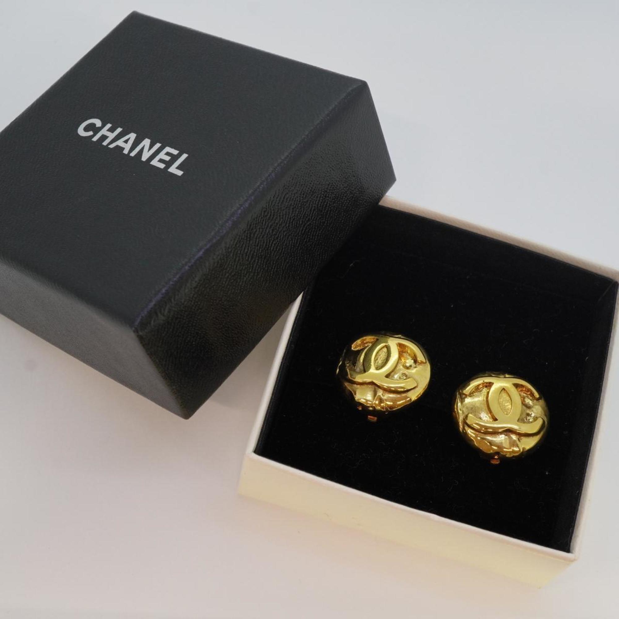 Chanel Earrings Coco Mark Circle GP Plated Gold 97P Women's