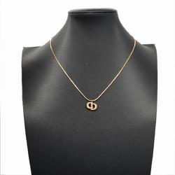 Christian Dior Necklace CD Rhinestone GP Plated Gold Women's