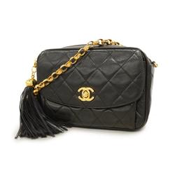 Chanel Shoulder Bag Matelasse Brilliant with Chain Lambskin Black Women's