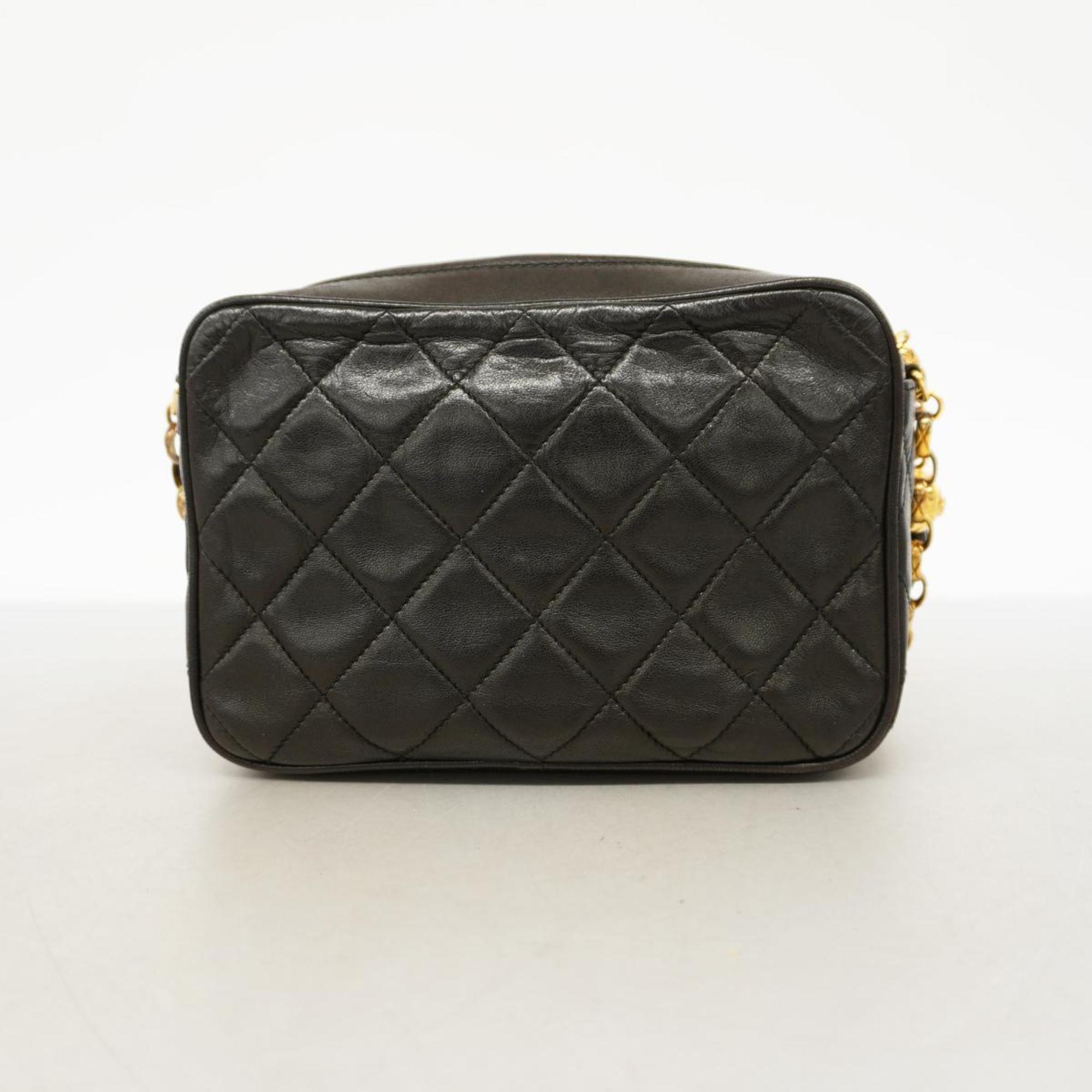 Chanel Shoulder Bag Matelasse Brilliant with Chain Lambskin Black Women's