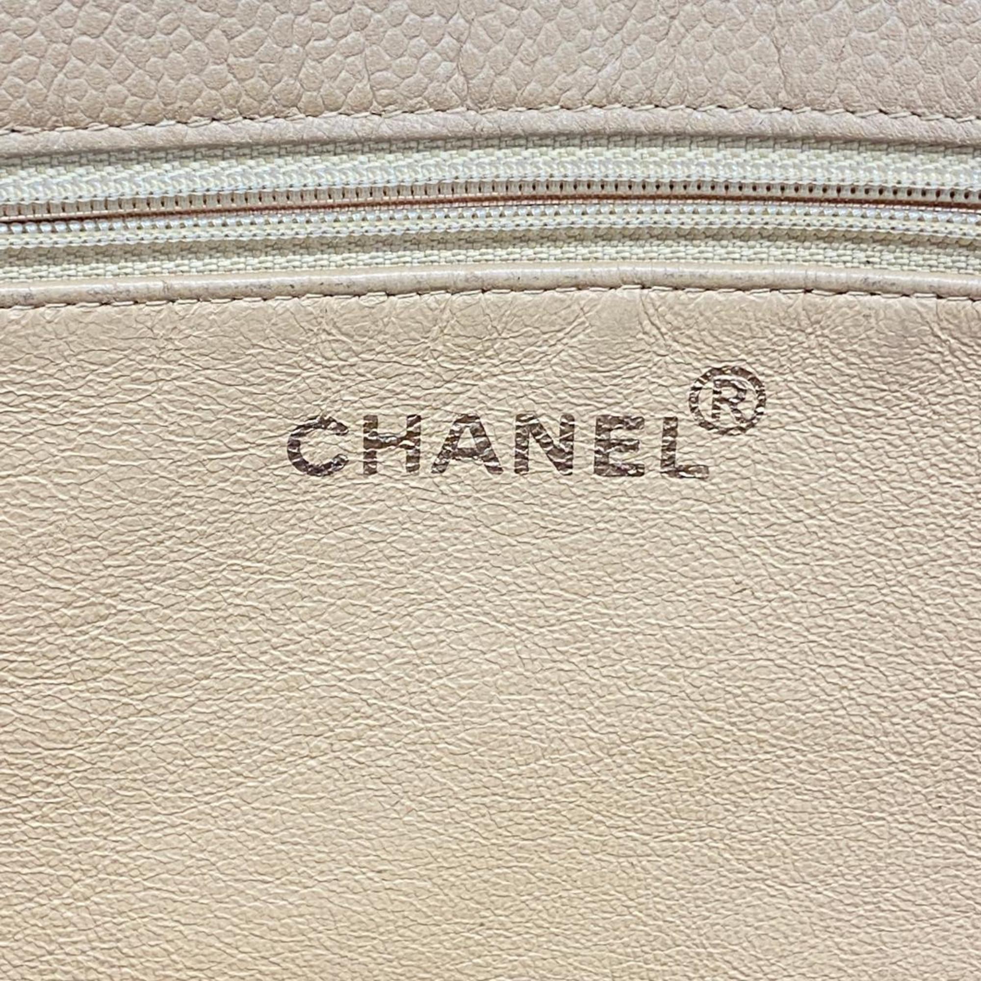 Chanel tote bag caviar skin beige ladies