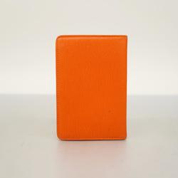 Chanel Business Card Holder/Card Case Leather Orange Champagne Women's