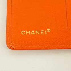 Chanel Business Card Holder/Card Case Leather Orange Champagne Women's