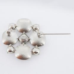 Chanel Brooch Coco Mark Rhinestone Metal Silver A12V Women's