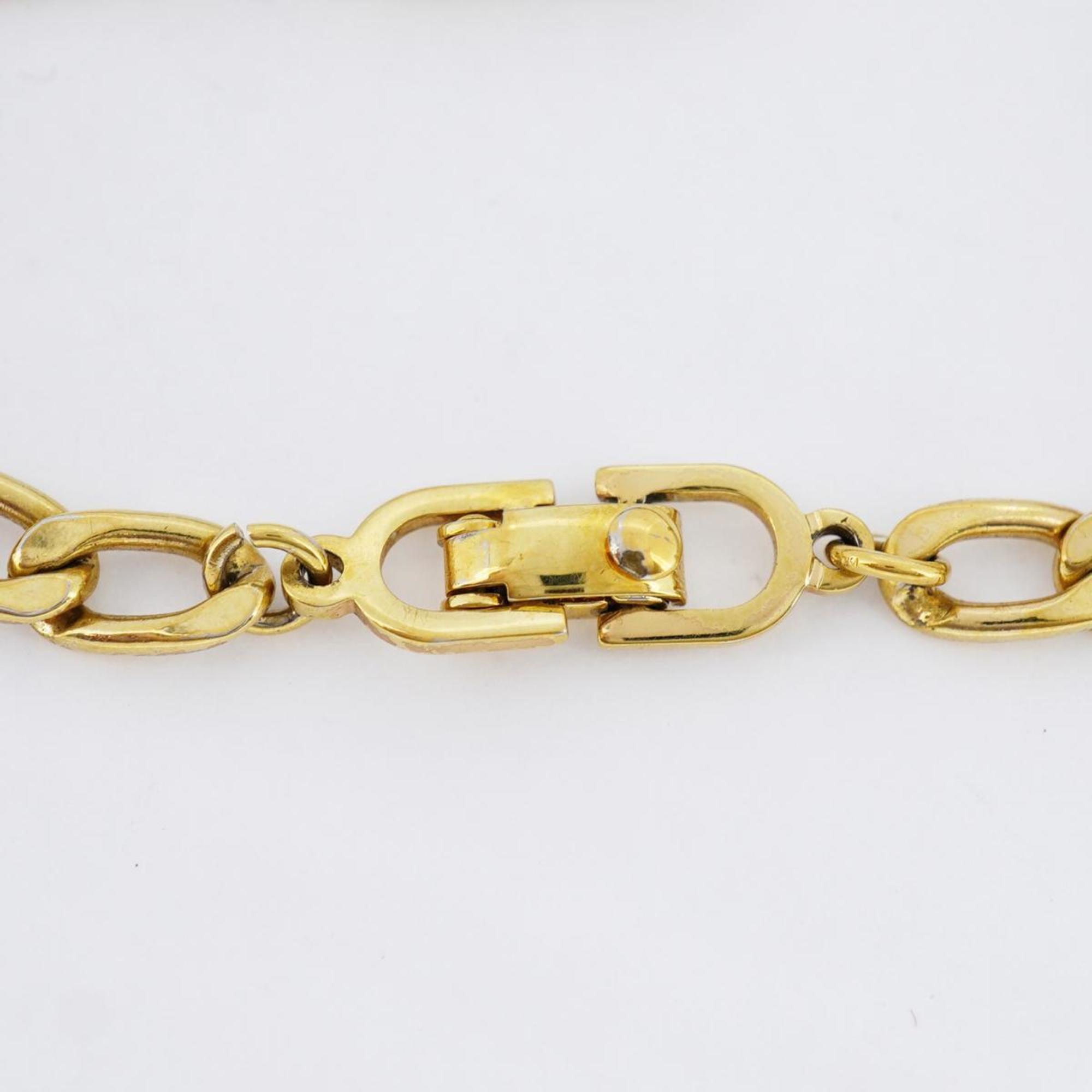 Christian Dior Bracelet CD Rhinestone GP Plated Gold Women's