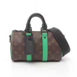 LOUIS VUITTON Keepall Bandouliere 25 Handbag Bag Coated Canvas Leather Monogram Macassar Men's Brown Black Green M46249