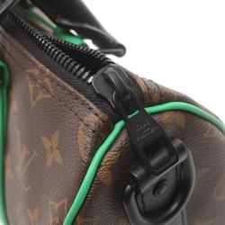 LOUIS VUITTON Keepall Bandouliere 25 Handbag Bag Coated Canvas Leather Monogram Macassar Men's Brown Black Green M46249