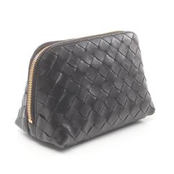 BOTTEGA VENETA Intrecciato Pouch Bag Leather Women's Black 785976V3IV08425