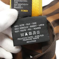 FENDI Pecan Scarf Silk Lapin Fur Women's Brown Black