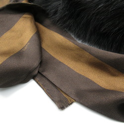 FENDI Pecan Scarf Silk Lapin Fur Women's Brown Black