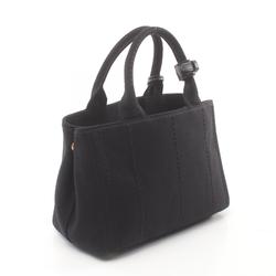 PRADA CANAPA RICAMO Handbag Canvas Bag Women's Black 1BG464