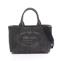 PRADA CANAPA Tote Bag Denim Women's Grey 1BG439