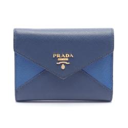 PRADA VELA Business Card Holder/Card Case Saffiano Leather Women's Blue Navy 1MC442