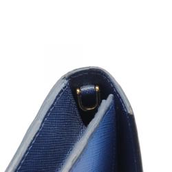 PRADA VELA Business Card Holder/Card Case Saffiano Leather Women's Blue Navy 1MC442