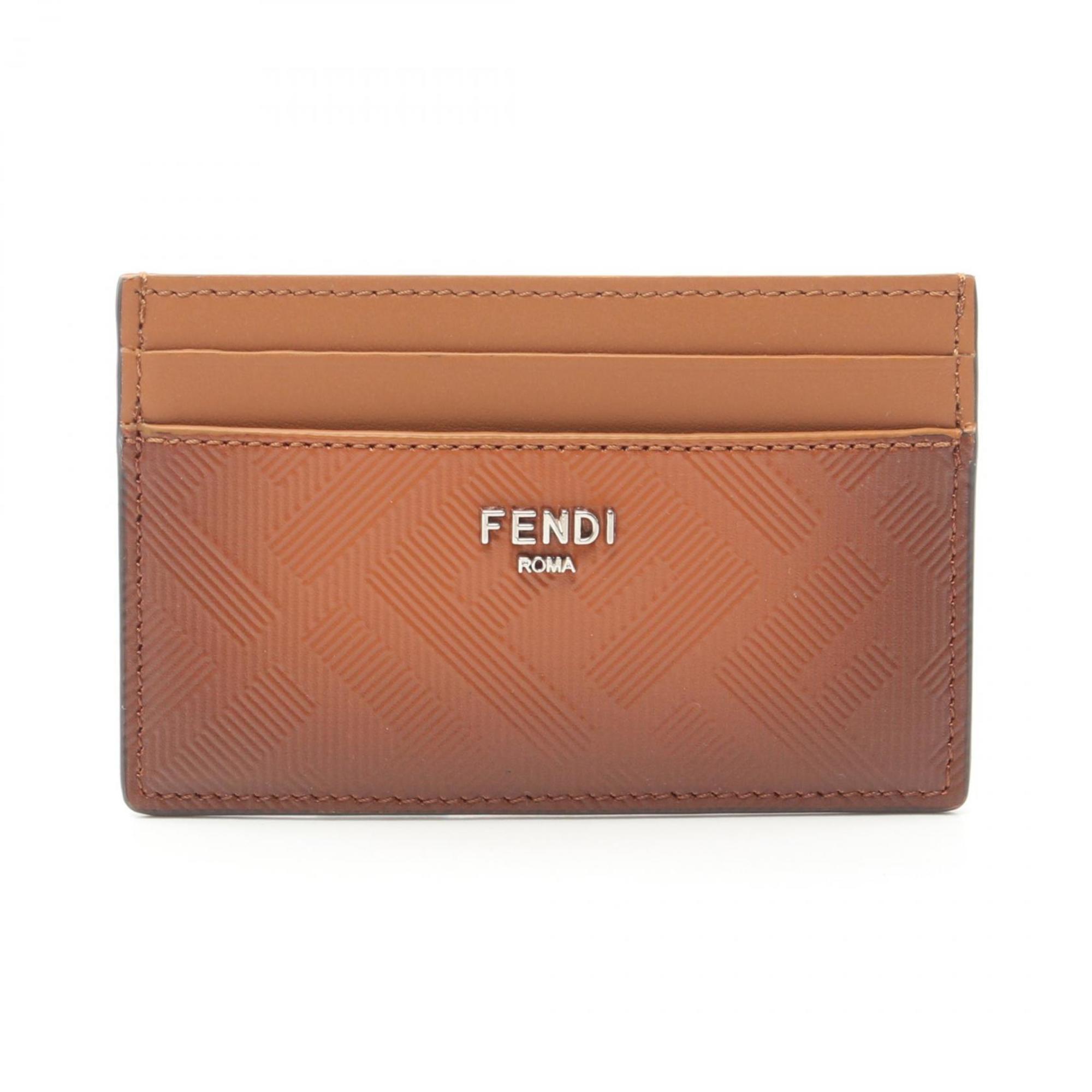 FENDI Business Card Holder/Card Case Leather Women's Brown 7M0347ARANF0NMU