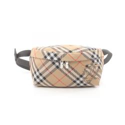 Burberry Check Waist Bag Canvas Men's Beige Multicolor 8091780