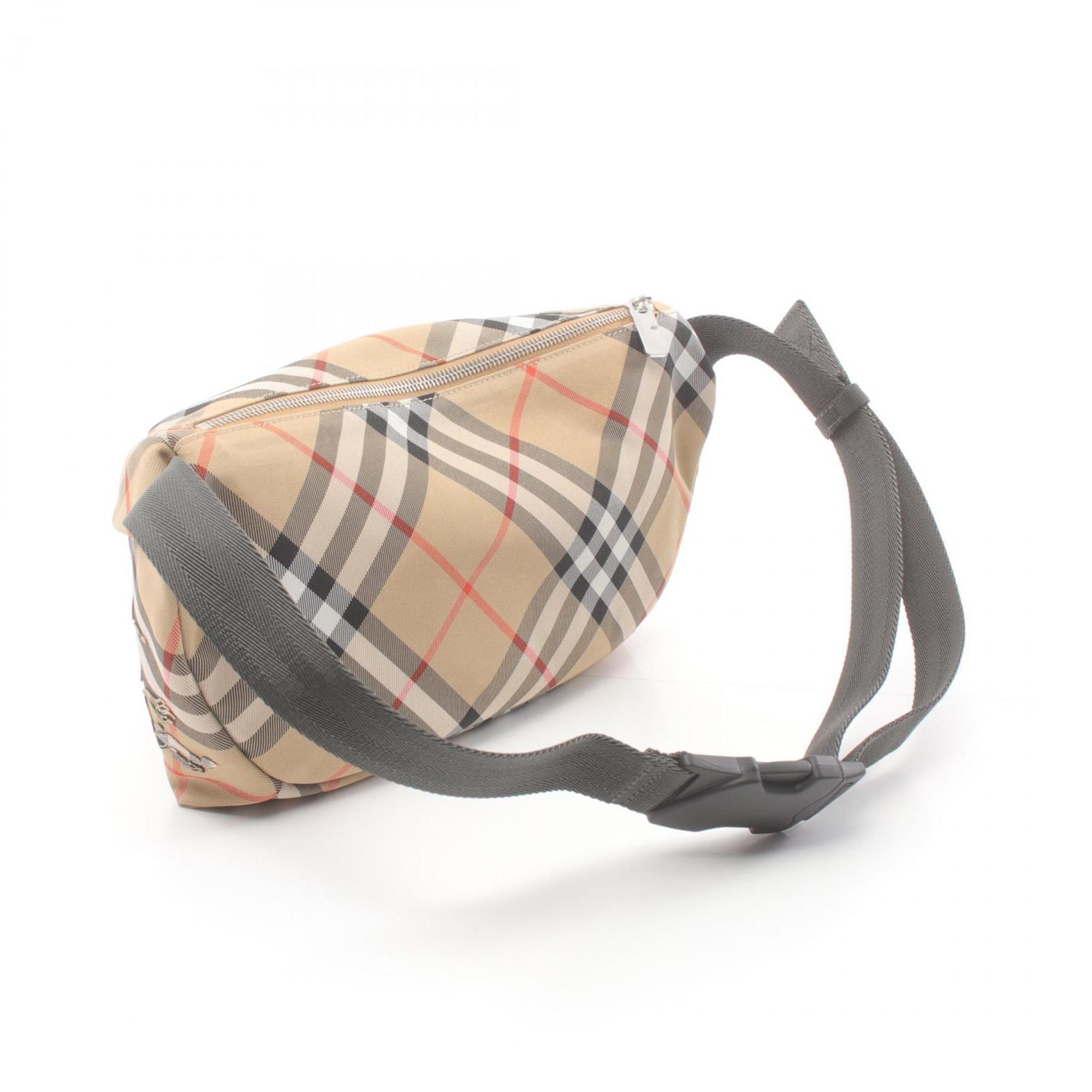 Burberry Check Waist Bag Canvas Men's Beige Multicolor 8091780