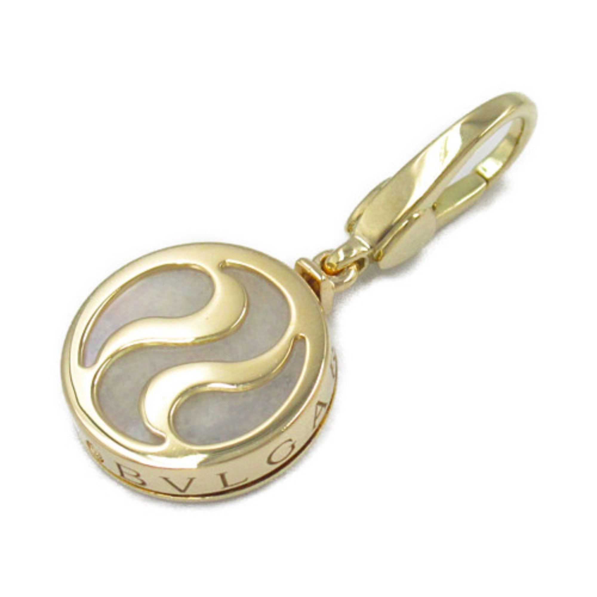 BVLGARI Optical Mother of Pearl Charm Pendant Top K18 (Yellow Gold) Men's Women's White